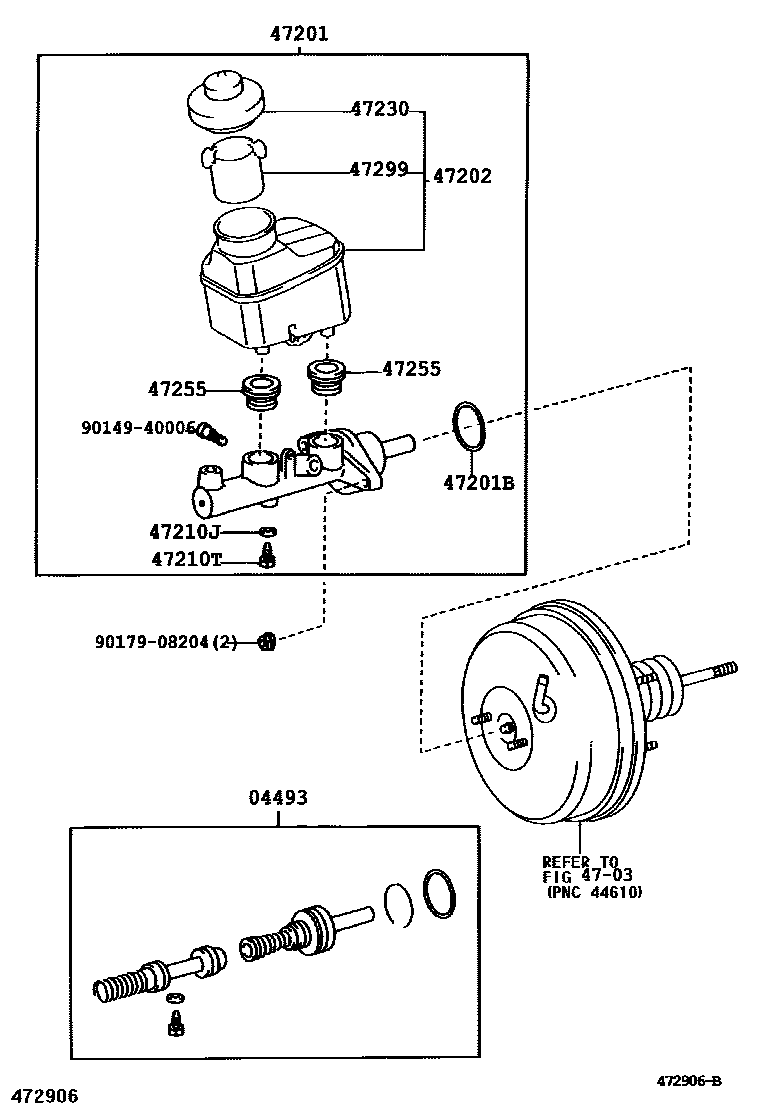 Toyota CAMRY 制动总泵 EPC diagram — 472906B