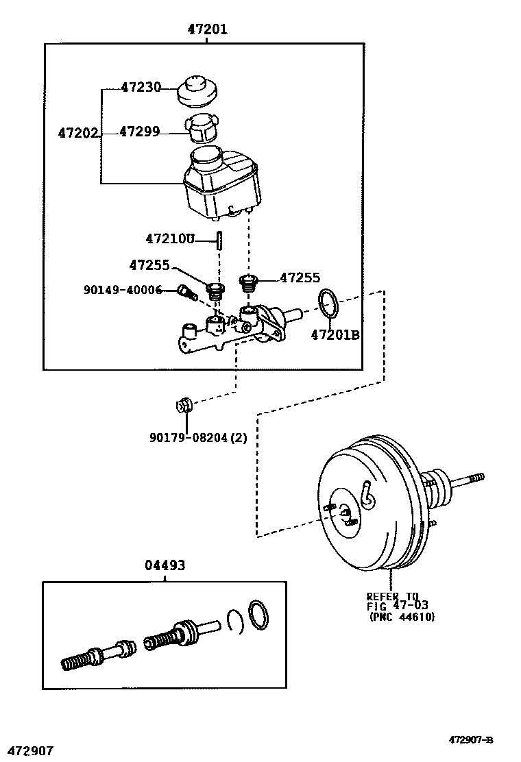 Toyota CAMRY 制动总泵 EPC diagram — 472907B