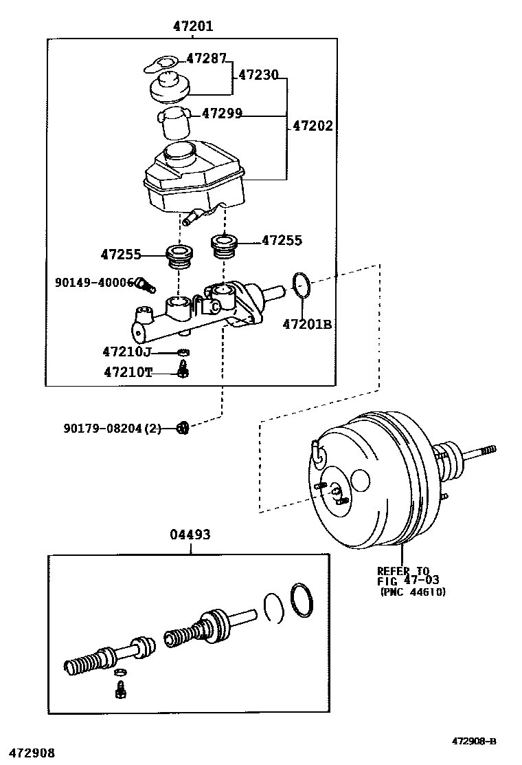 Toyota CAMRY 制动总泵 EPC diagram — 472908B
