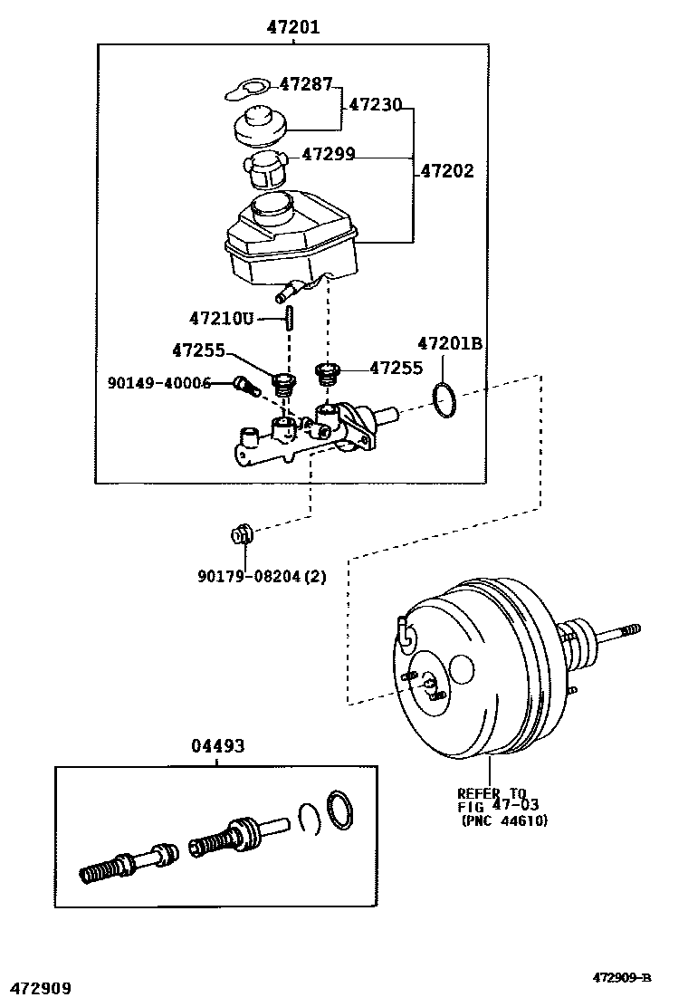 Toyota CAMRY 制动总泵 EPC diagram — 472909B