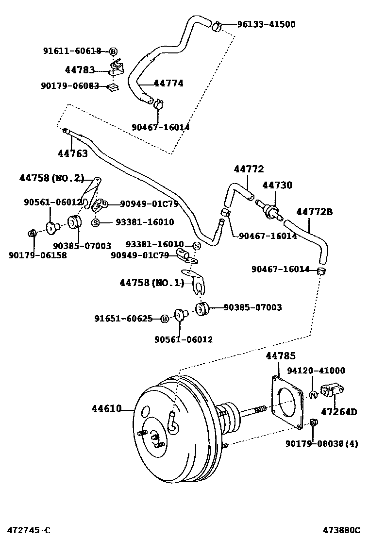 Toyota CAMRY 制动助力器和真空管 EPC diagram — 473880C