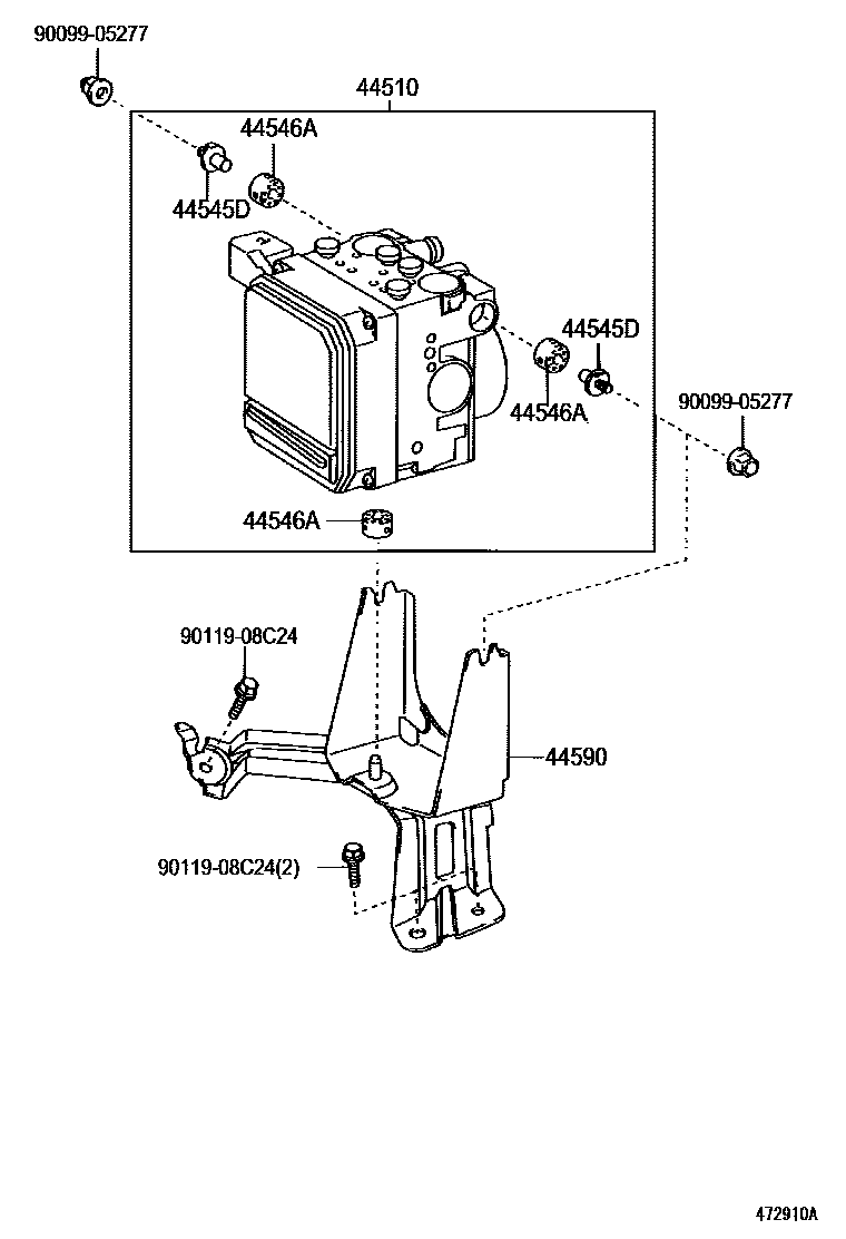 Toyota CAMRY 制动配管和卡箍 EPC diagram — 472910A