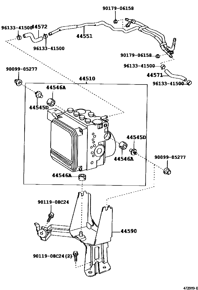 Toyota CAMRY 制动配管和卡箍 EPC diagram — 472919B