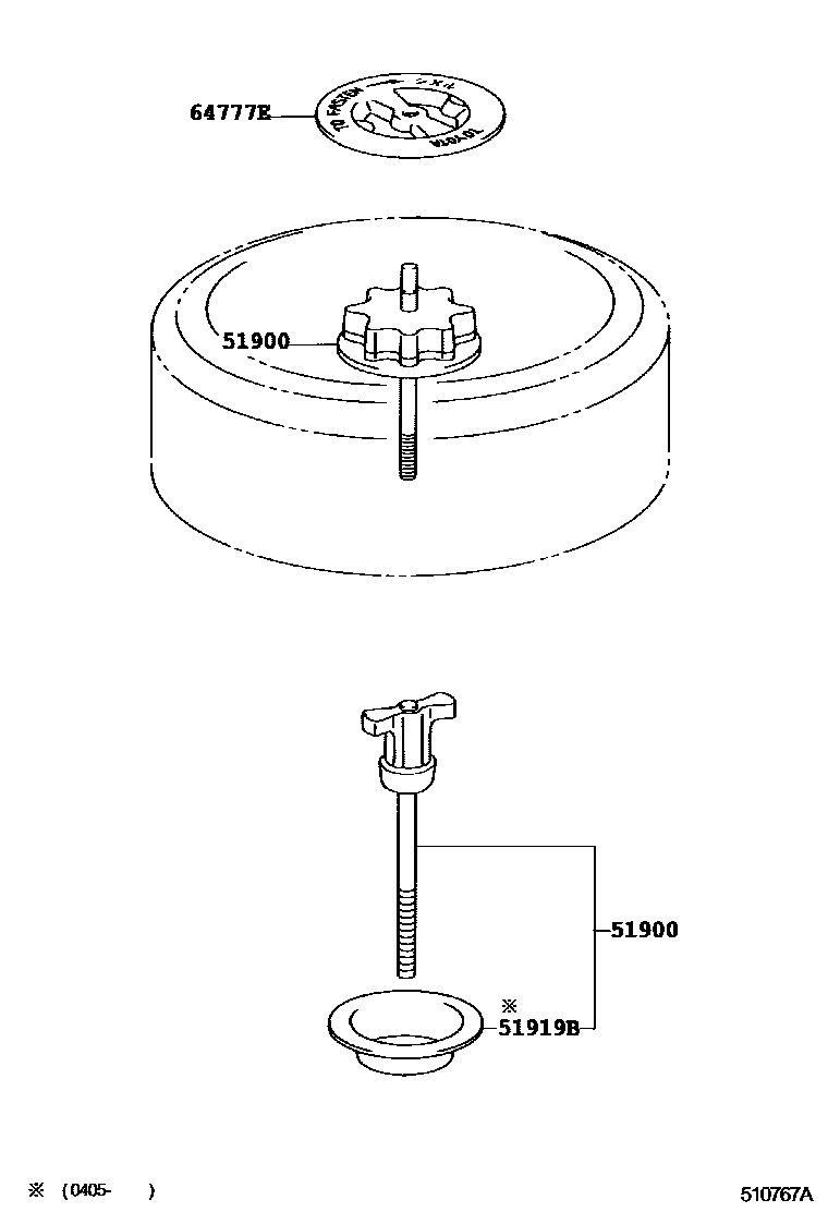 Toyota CAMRY Spare tire rack EPC diagram — 510767A