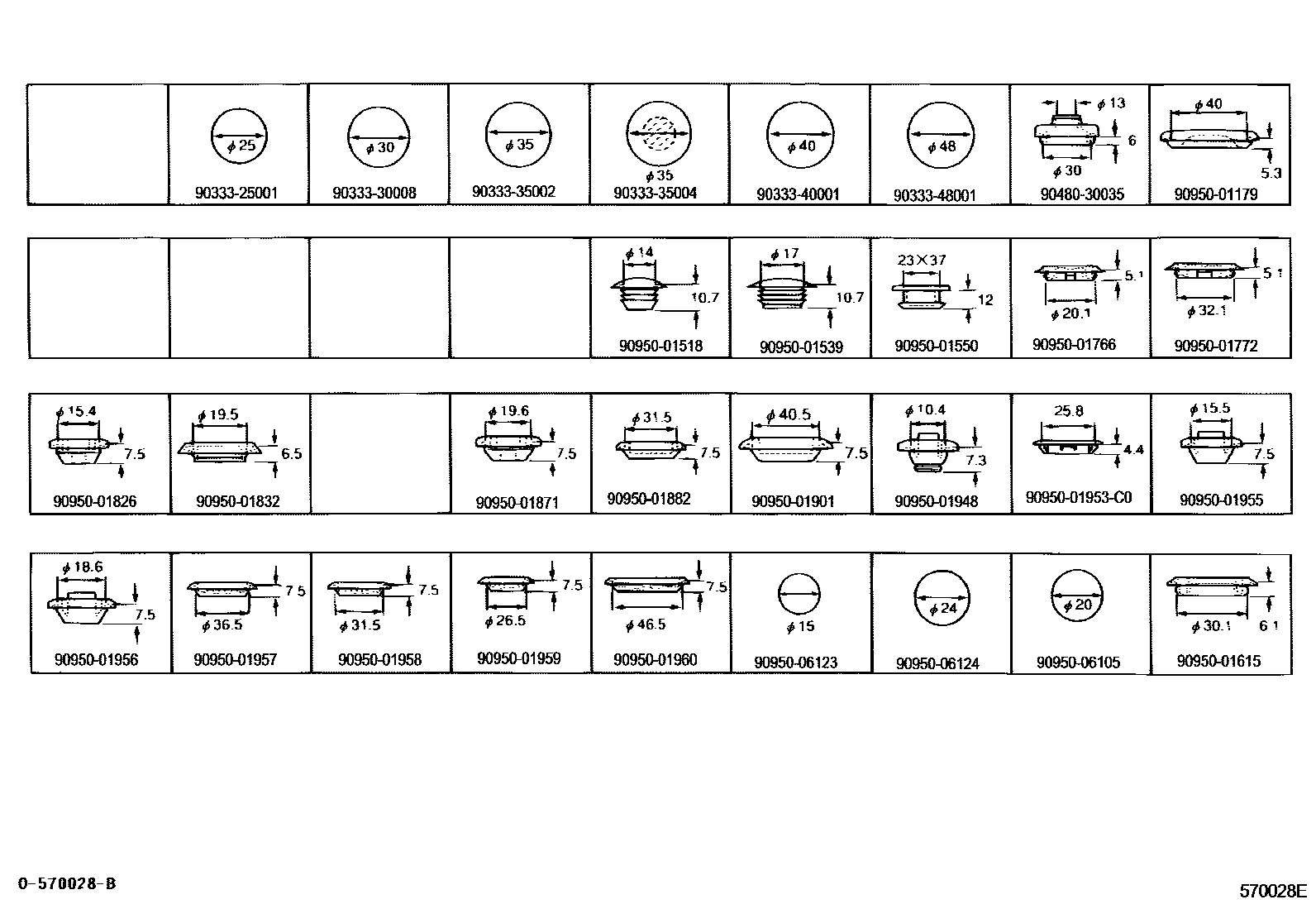 Toyota CAMRY hole plug EPC diagram — 570028E
