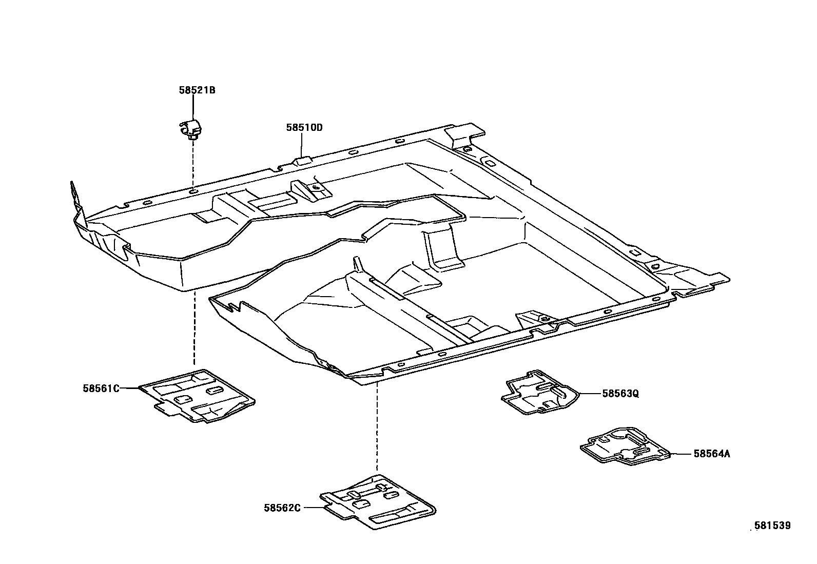 Toyota CAMRY 地板垫和地毯 EPC diagram — 581539
