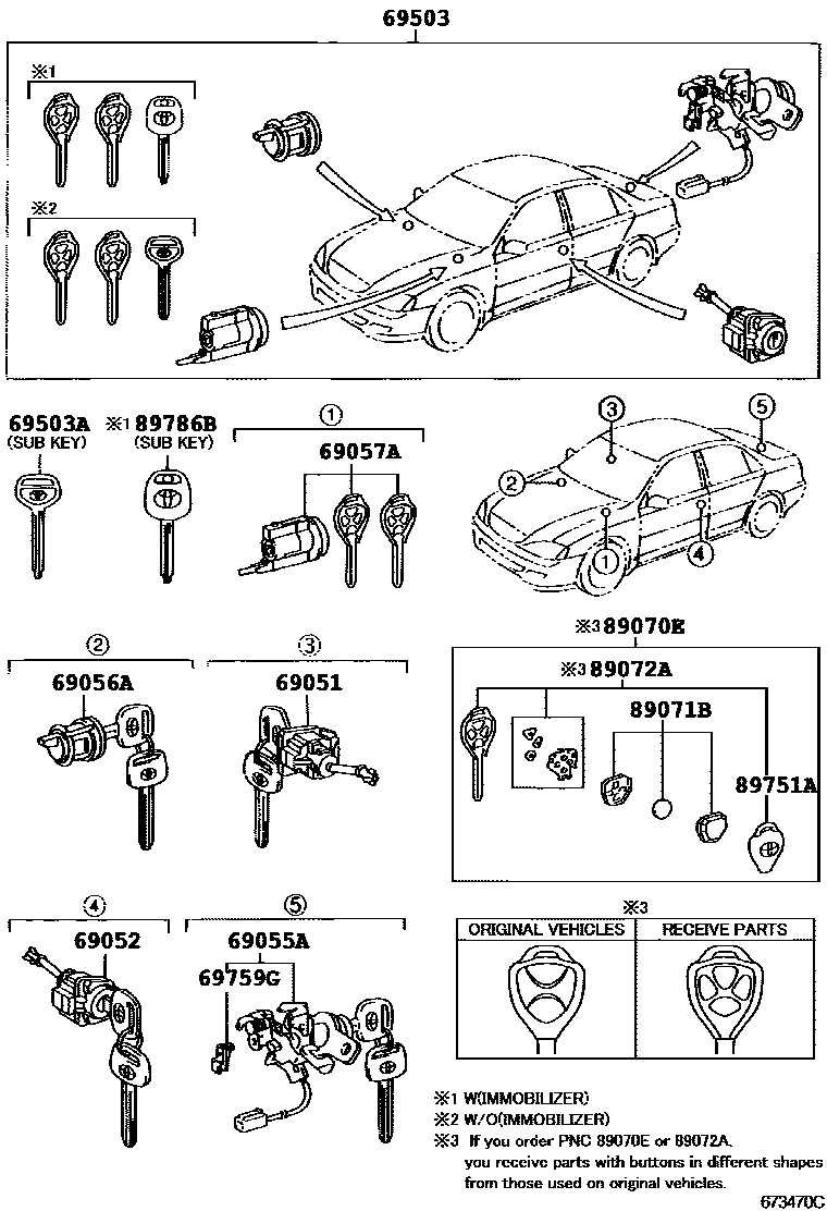 Toyota CAMRY 锁芯组件 EPC diagram — 673470C