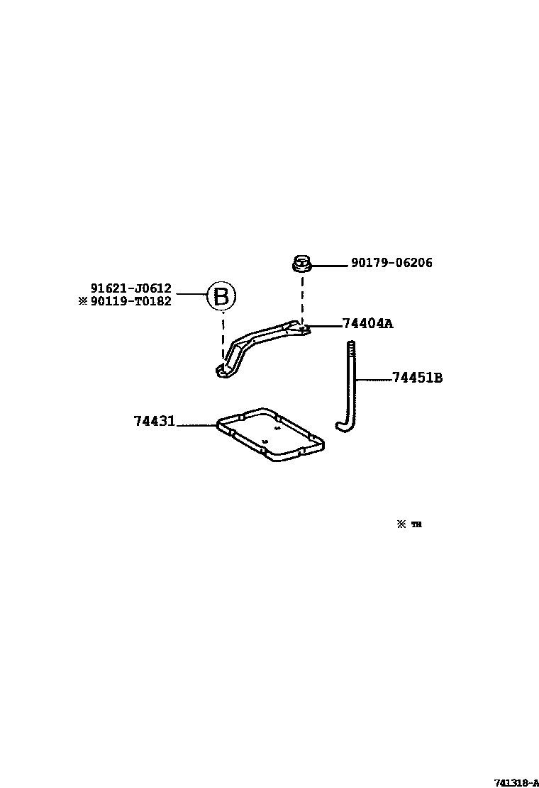 Toyota CAMRY battery holder EPC diagram — 741318A