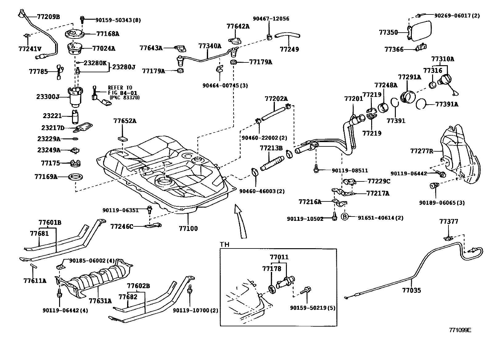 Toyota CAMRY 燃油箱和燃油管 EPC diagram — 771099E