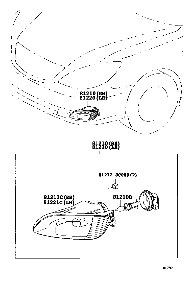 Toyota CAMRY Fog Lamp EPC diagram — 812751B