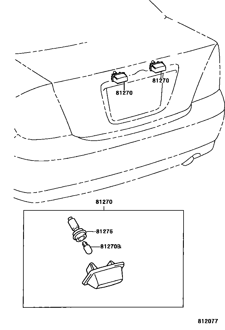 Toyota CAMRY 后牌照灯 EPC diagram — 812077