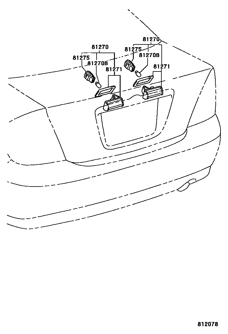 Toyota CAMRY 后牌照灯 EPC diagram — 812078