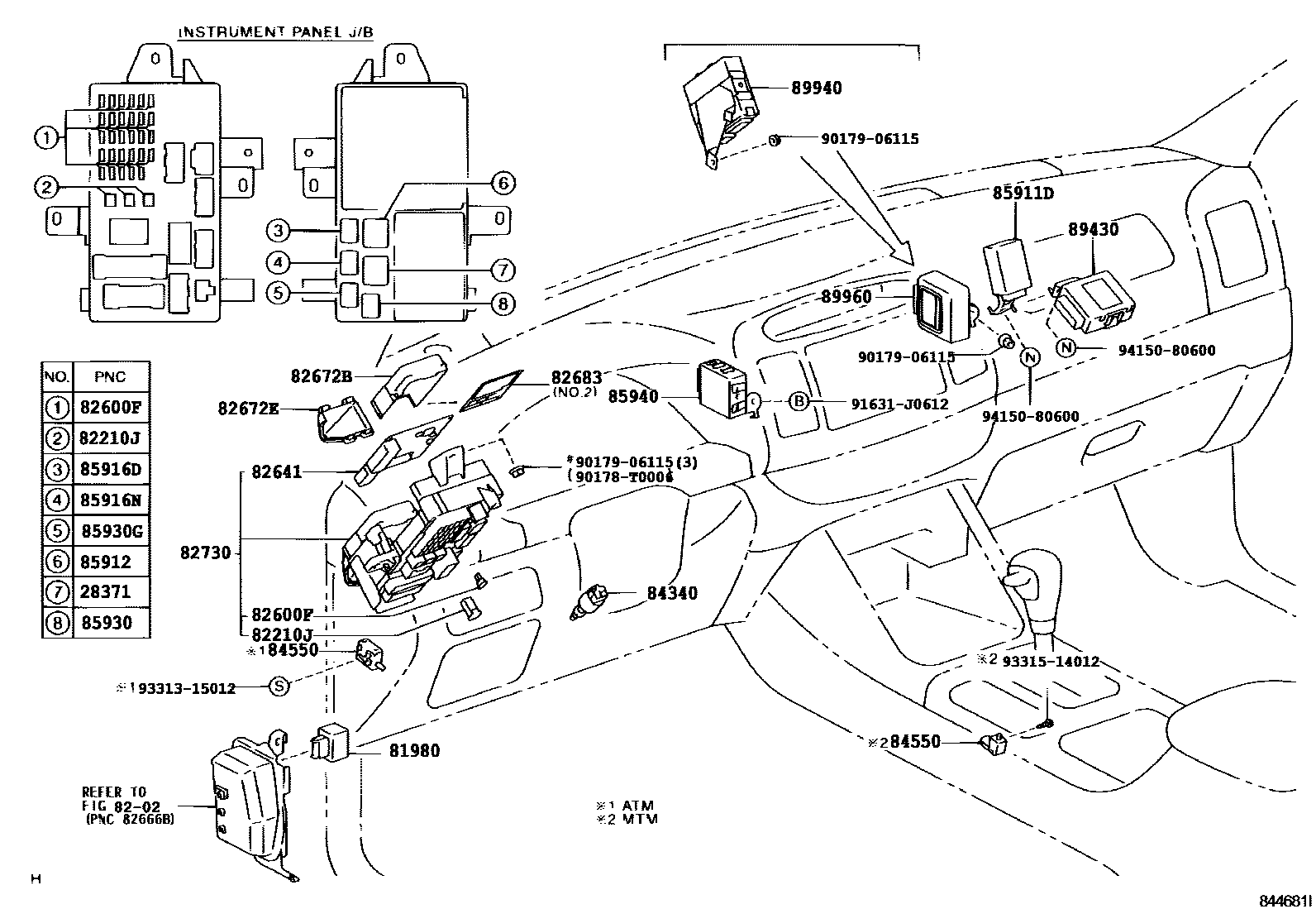 Toyota CAMRY 开关和继电器和ECU EPC diagram — 844681I