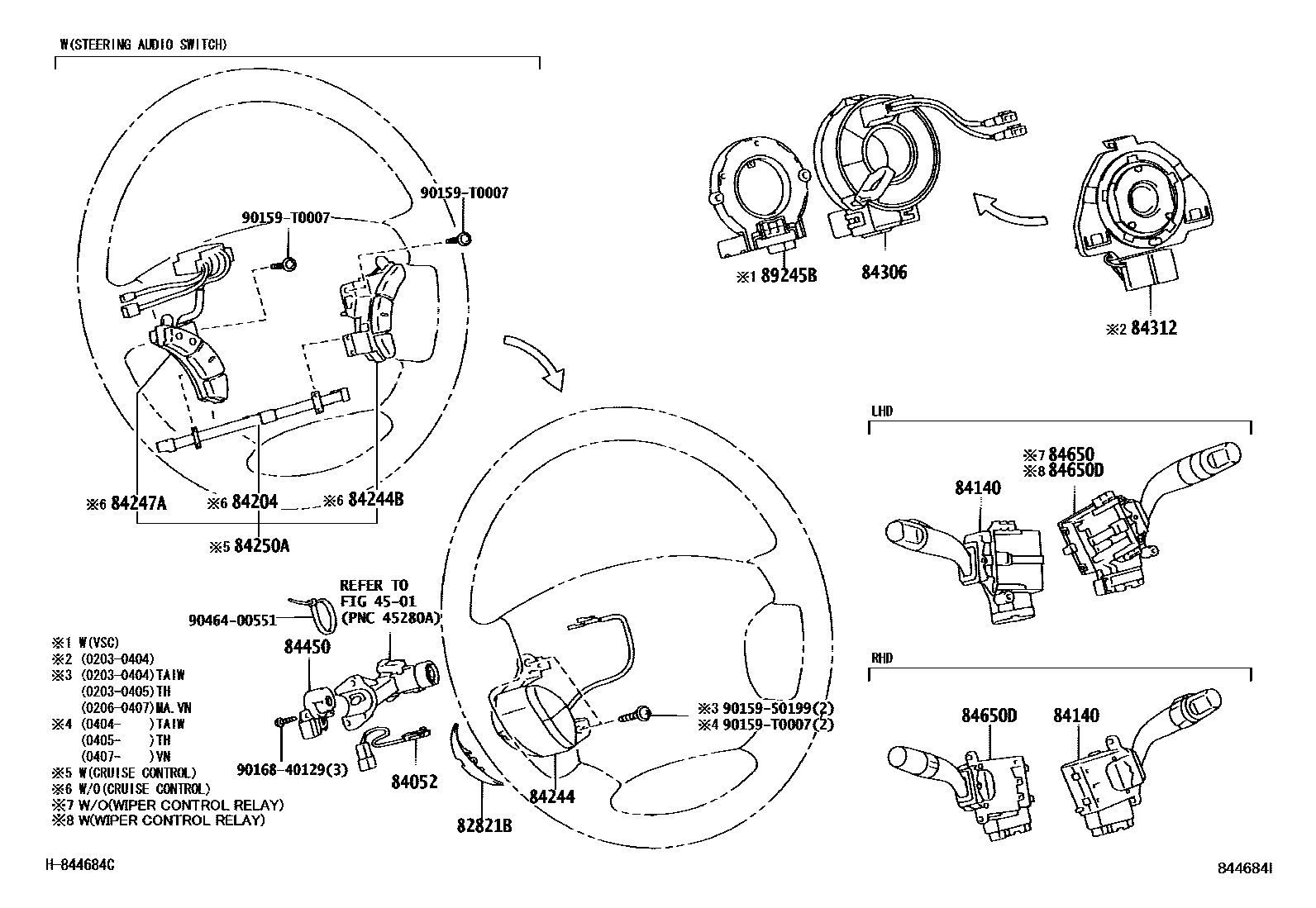 Toyota CAMRY 开关和继电器和ECU EPC diagram — 844684I