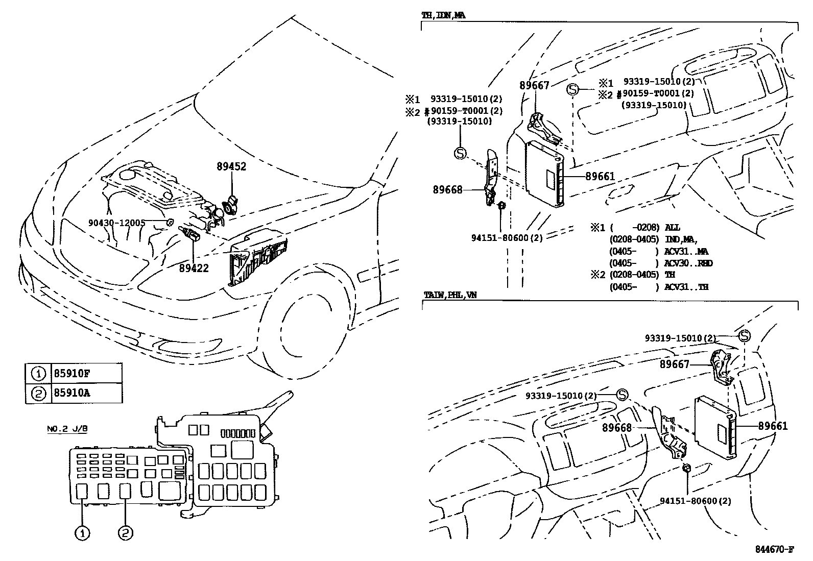 Toyota CAMRY 电子燃油喷射系统 EPC diagram — 844670F