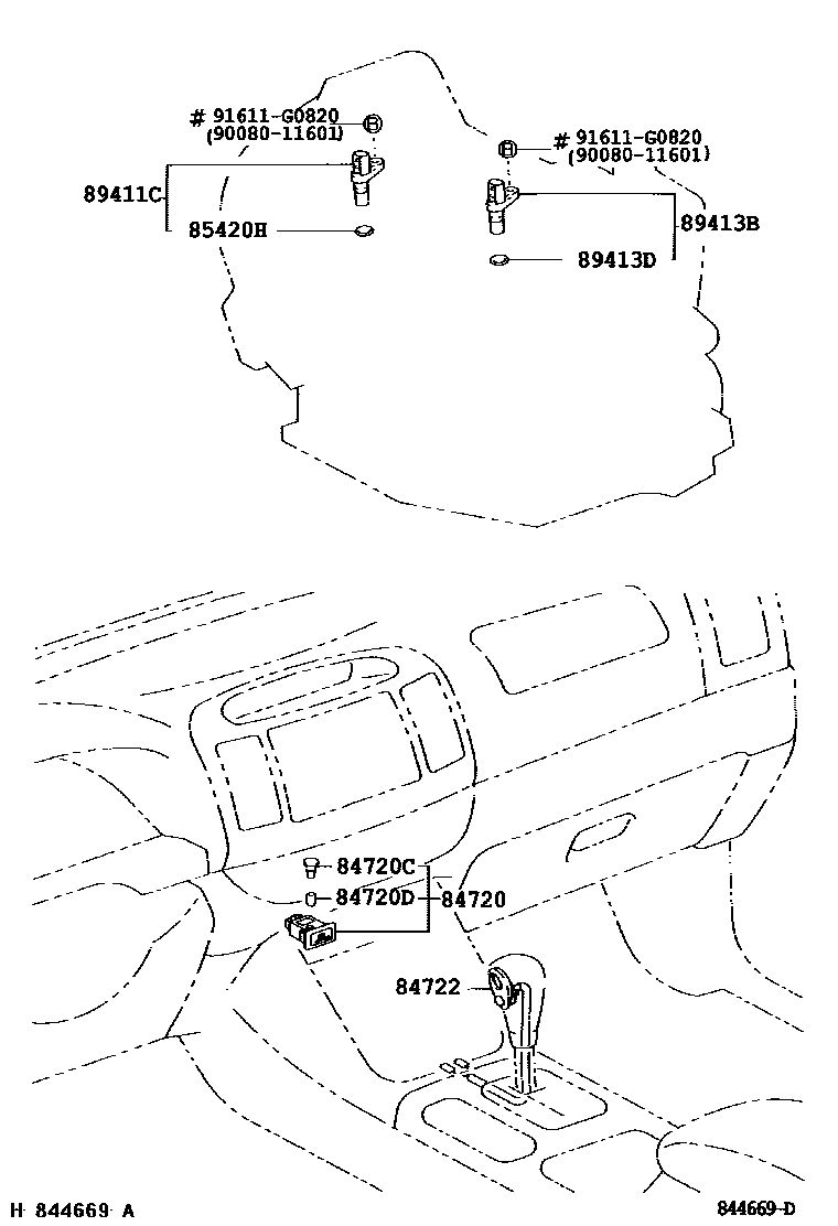 Toyota CAMRY 超速档和电子控制变速器 EPC diagram — 844669D