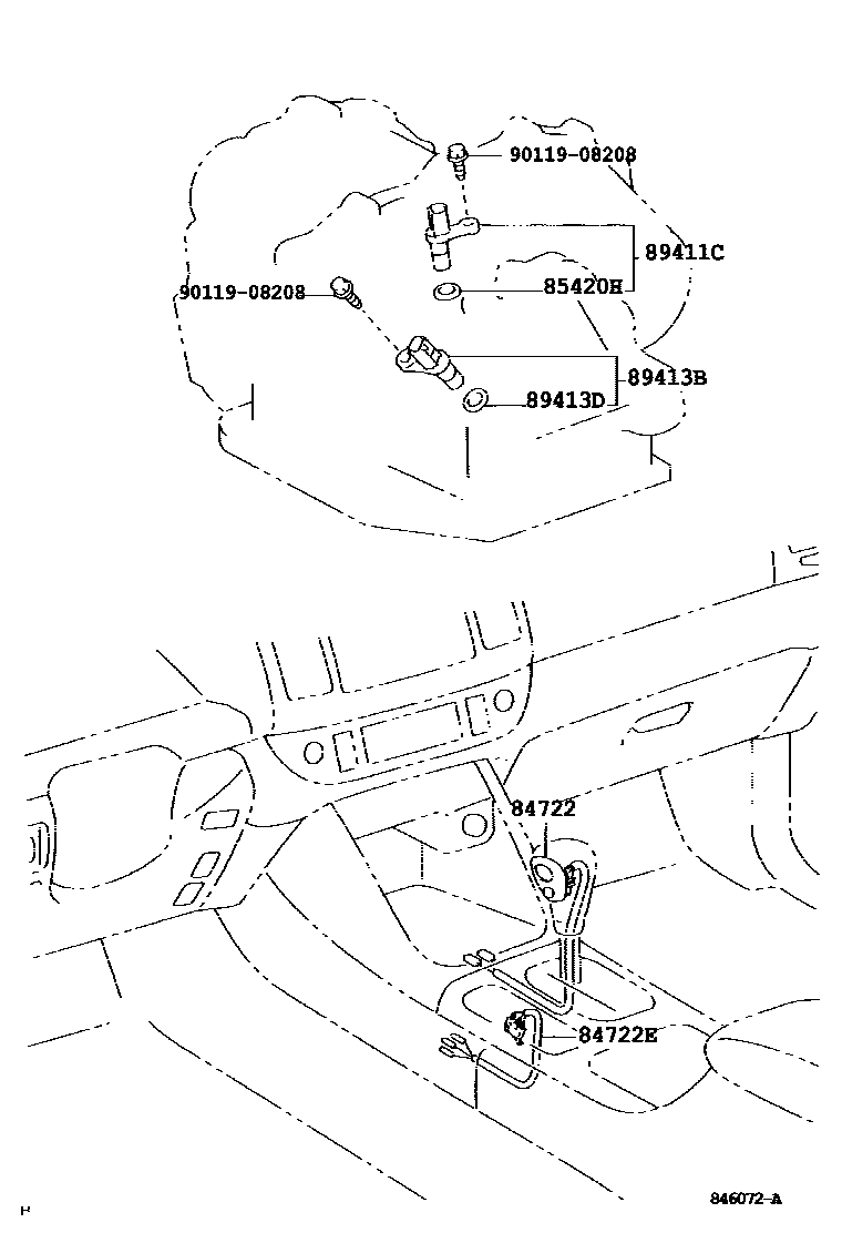 Toyota CAMRY 超速档和电子控制变速器 EPC diagram — 846072A