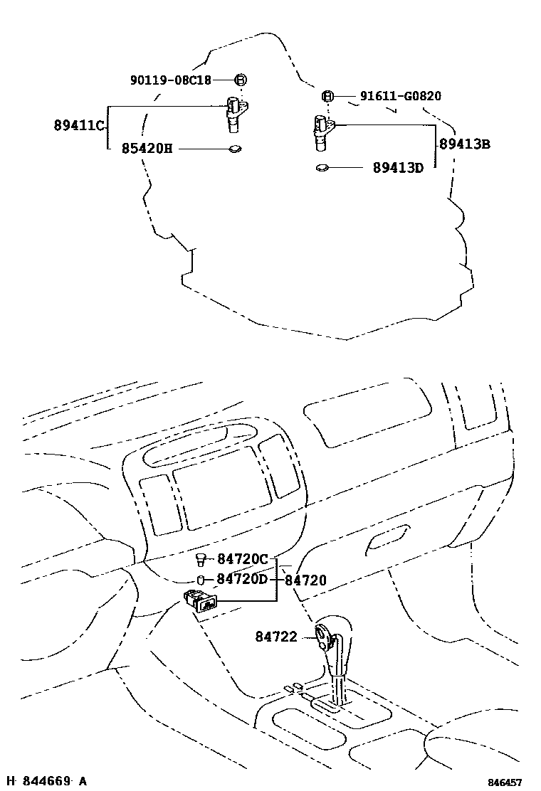 Toyota CAMRY 超速档和电子控制变速器 EPC diagram — 846457