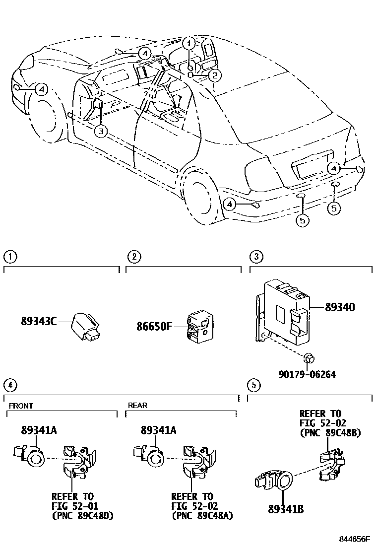 Toyota CAMRY 测距雷达和倒车雷达 EPC diagram — 844656F