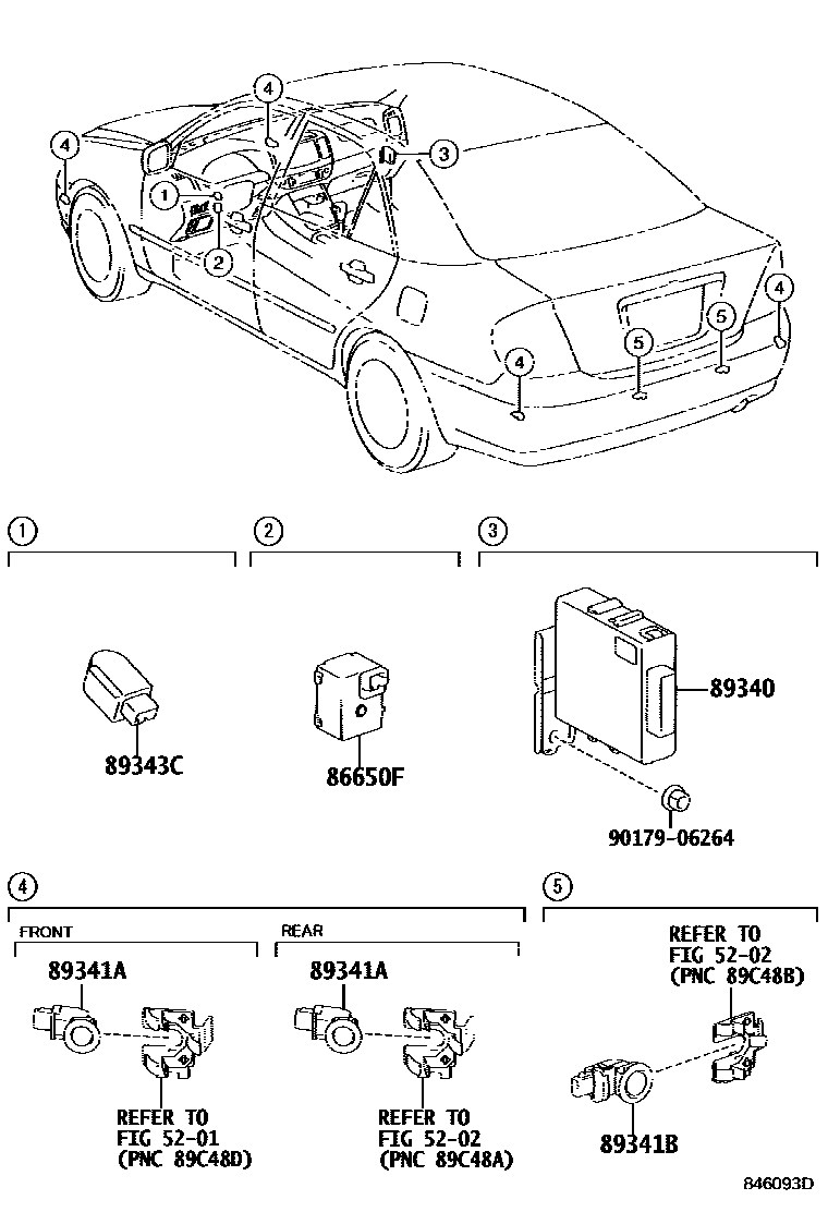 Toyota CAMRY 测距雷达和倒车雷达 EPC diagram — 846093D