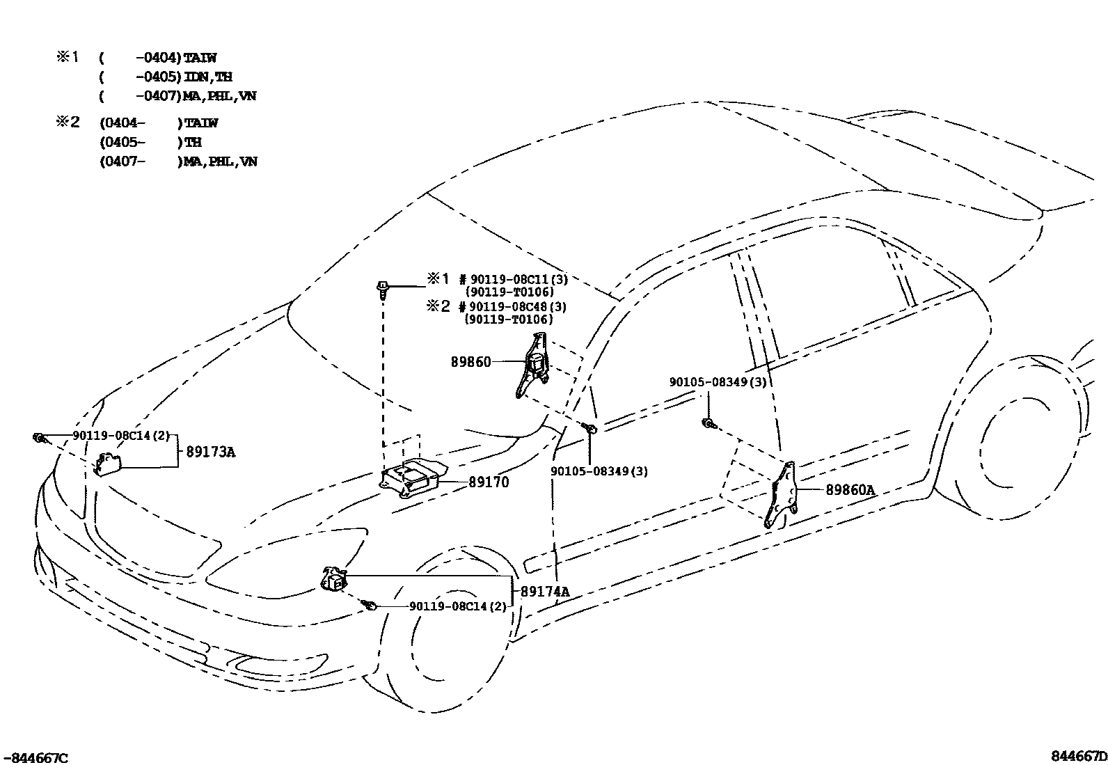 Toyota CAMRY 空气囊 EPC diagram — 844667D