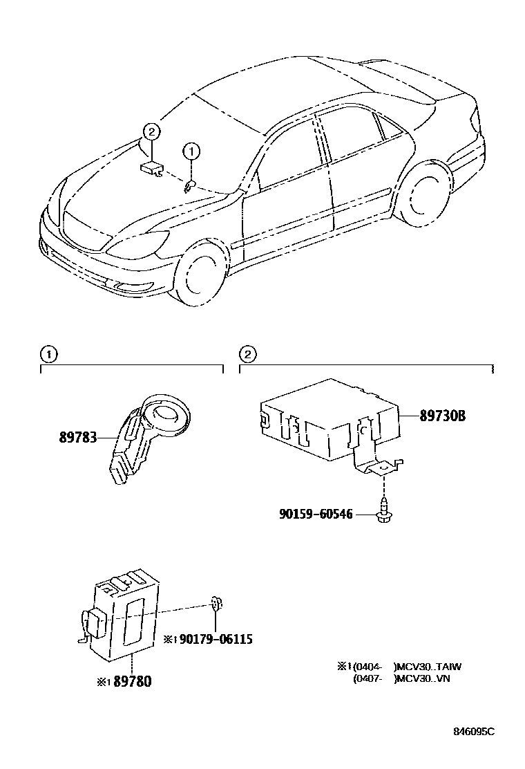 Toyota CAMRY 防盗装置 EPC diagram — 846095C