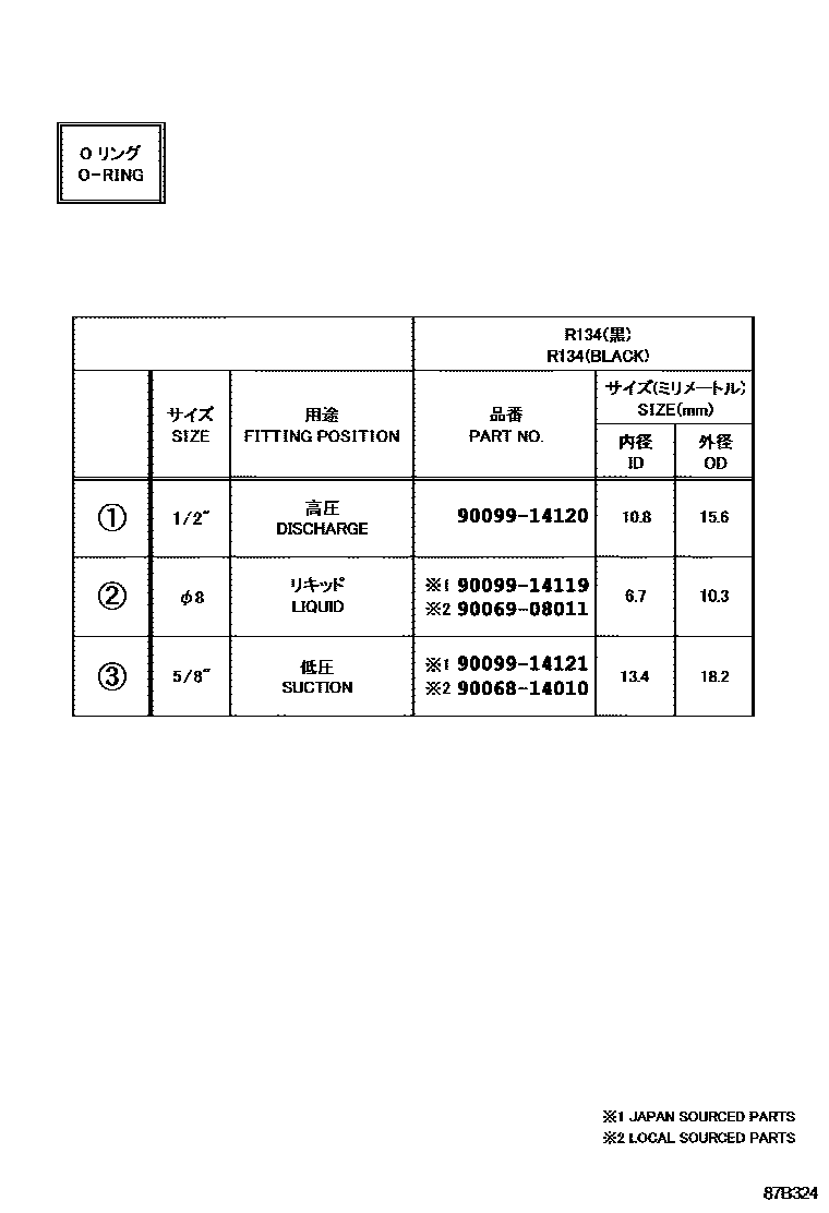 Toyota CAMRY 暖风和空调系统 - 冷却器组件 EPC diagram — 87B324