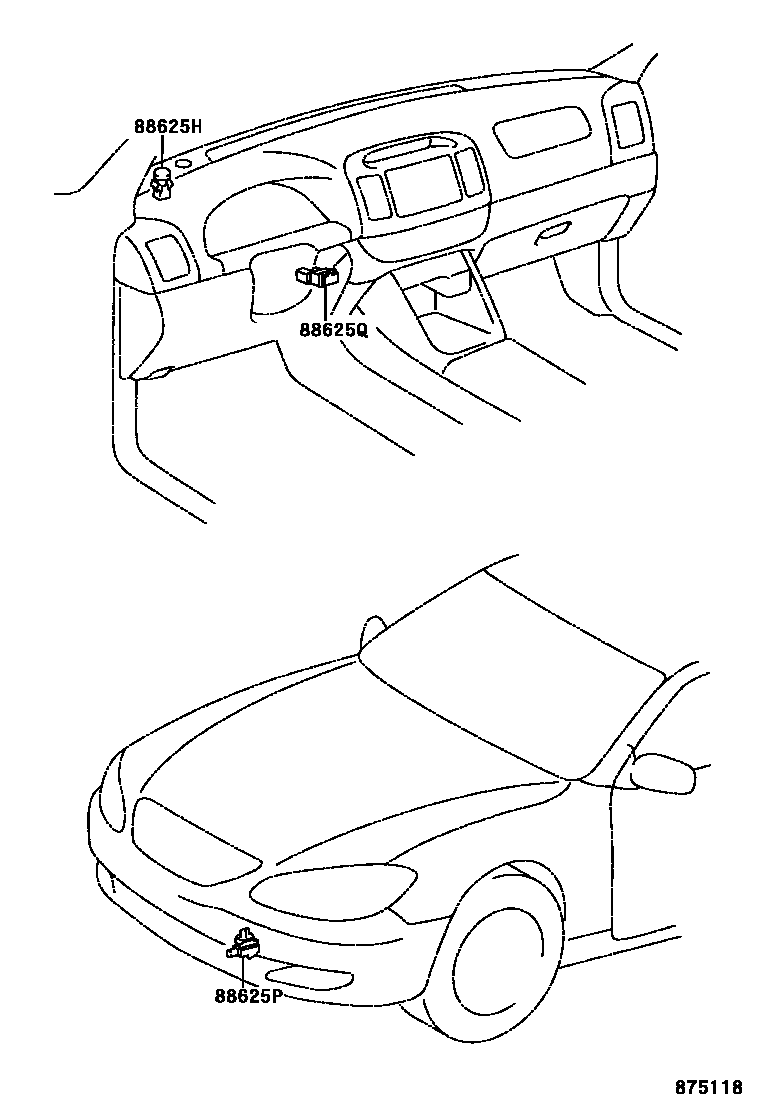 Toyota CAMRY 暖风和空调系统 - 控制器和风管 EPC diagram — 875118