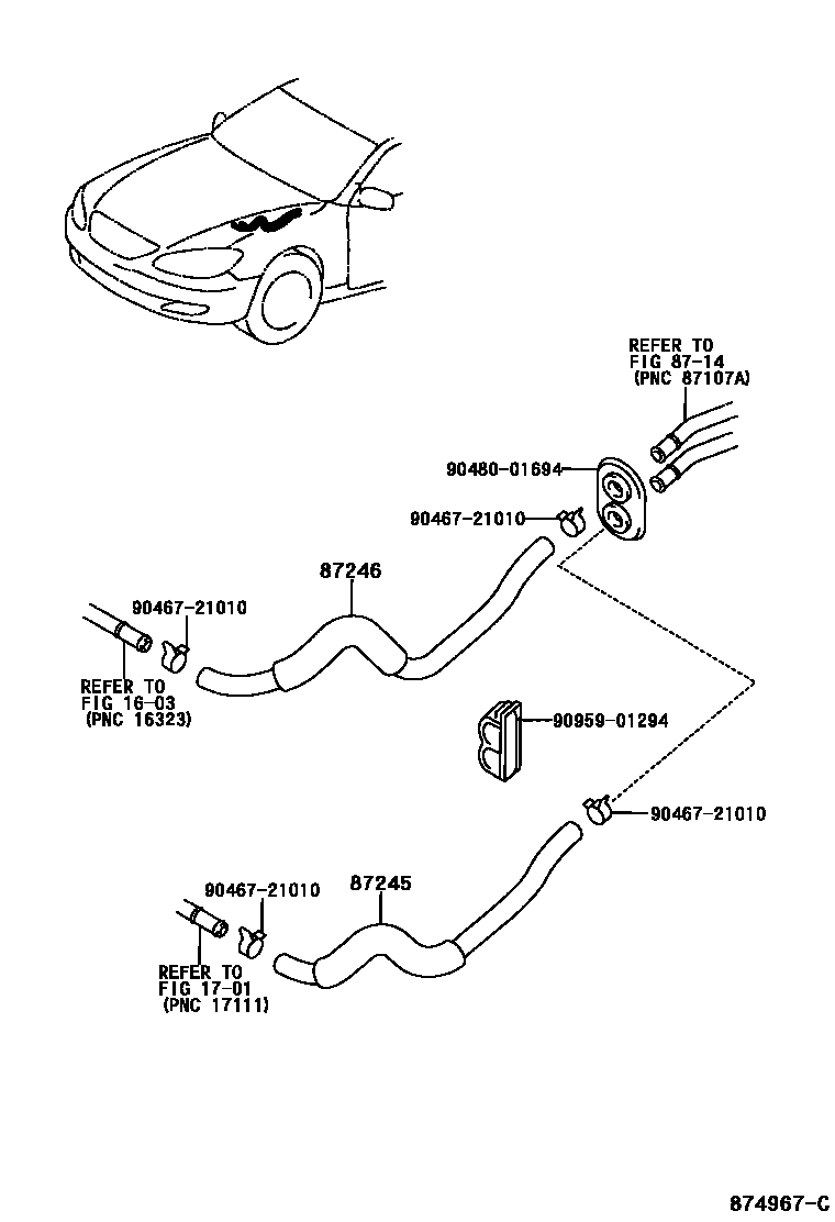Toyota CAMRY 暖风和空调系统 - 水管 EPC diagram — 874967C