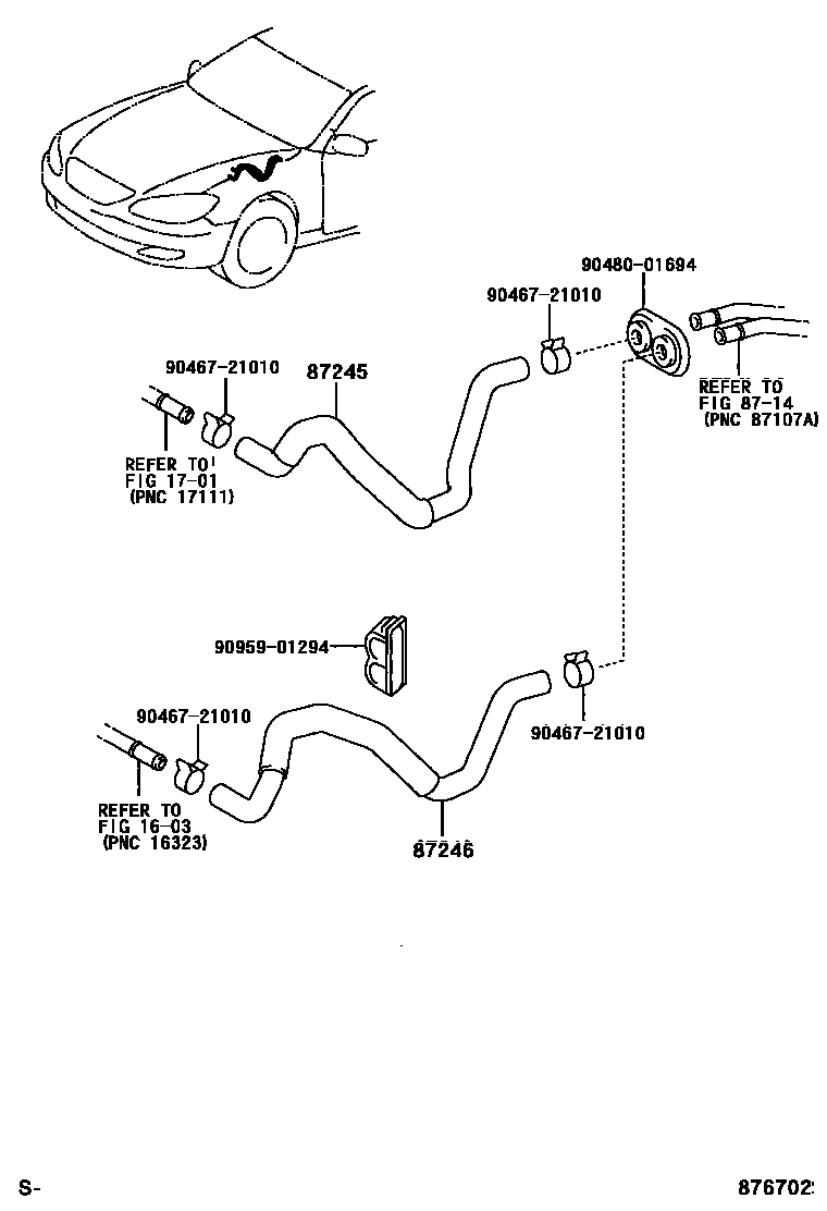 Toyota CAMRY 暖风和空调系统 - 水管 EPC diagram — 876702