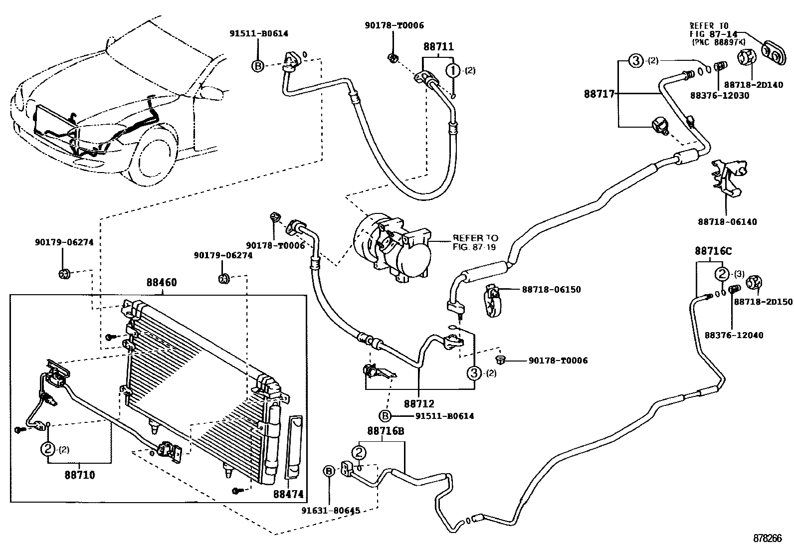 Toyota CAMRY Heating & Air Conditioning - Cooler Piping EPC diagram — 878266