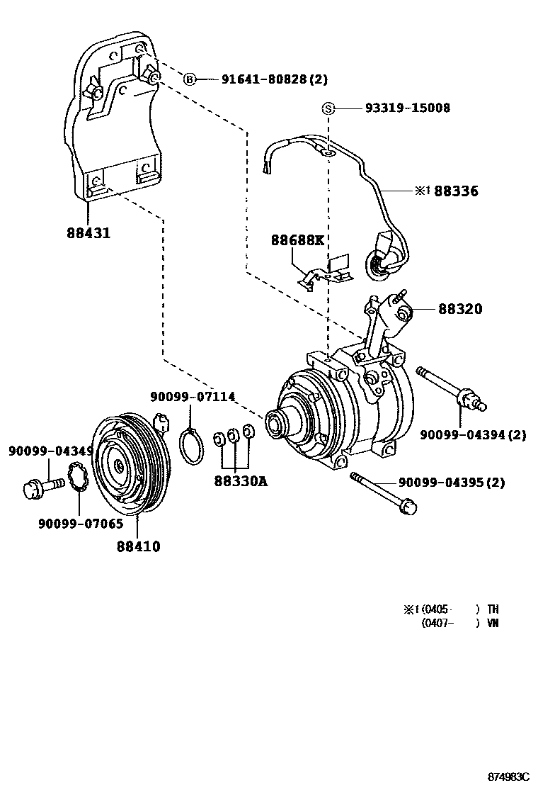 Toyota CAMRY Heating & Air Conditioning - Compressor EPC diagram — 874983C