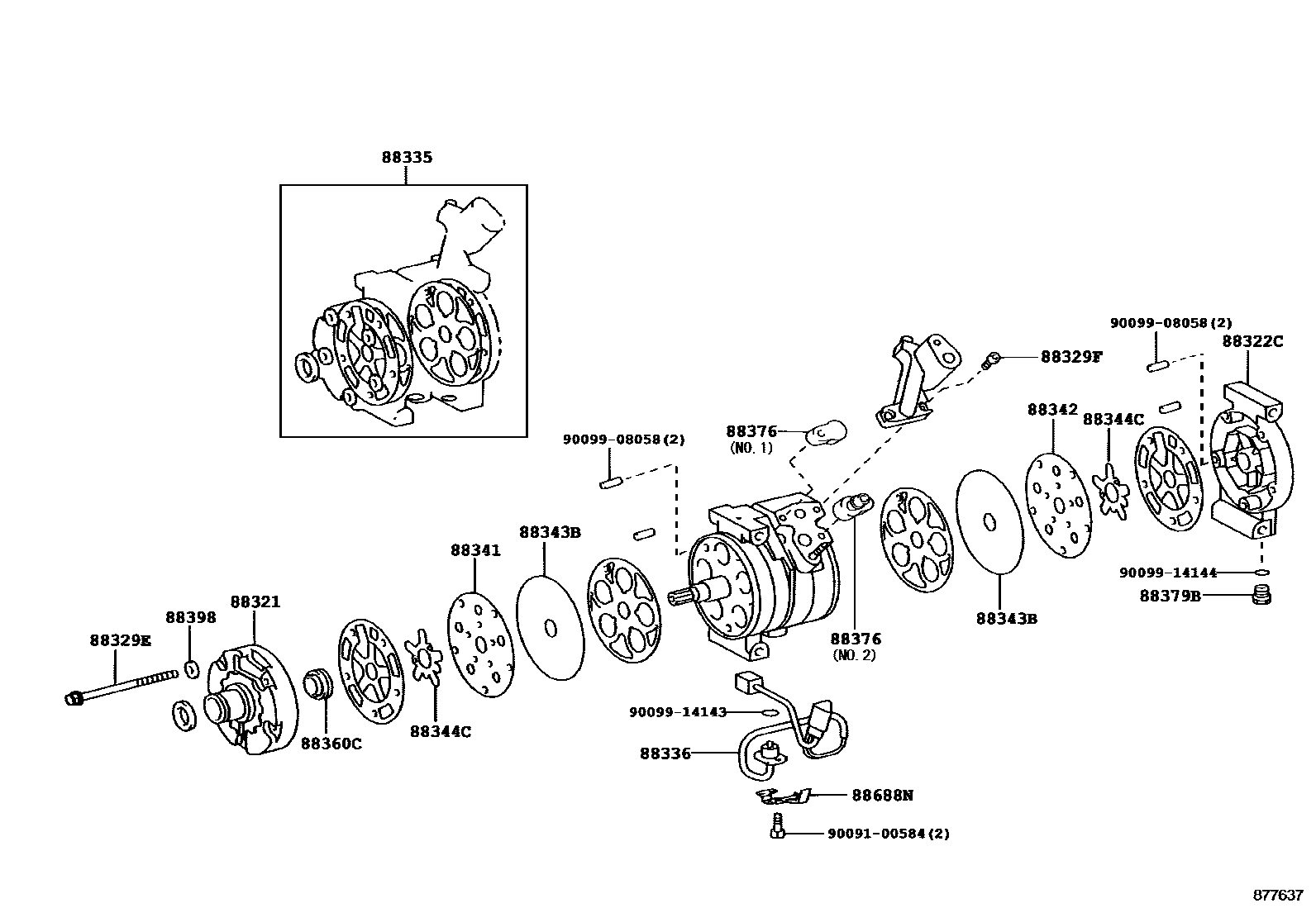 Toyota CAMRY Heating & Air Conditioning - Compressor EPC diagram — 877637