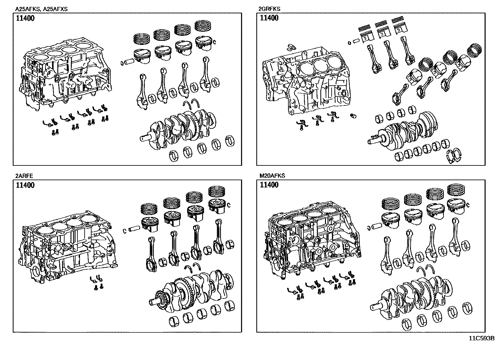 Toyota CAMRY Short Block Assembly EPC diagram — 11C593B