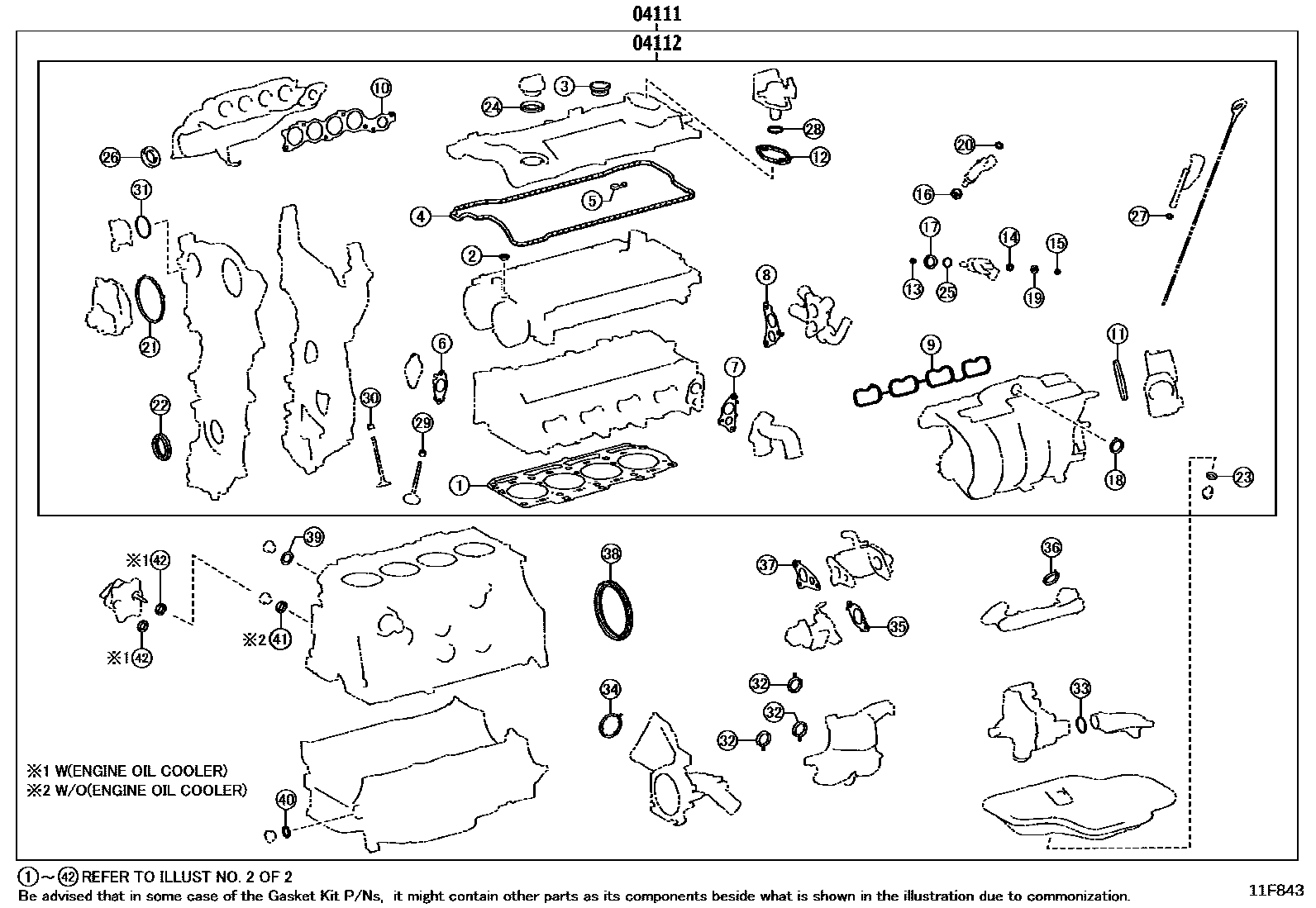 Toyota CAMRY Engine Overhaul Gasket Kit EPC diagram — 11F843
