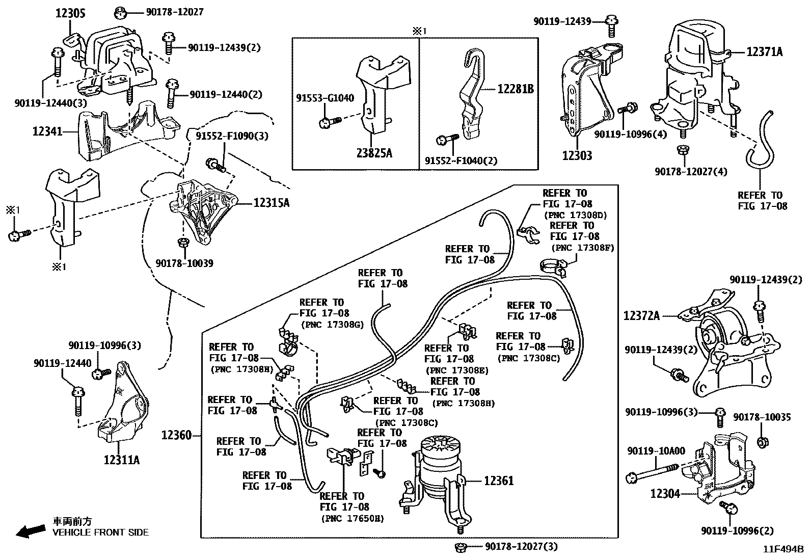 Toyota CAMRY Engine Mounting EPC diagram — 11F494B