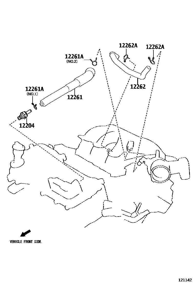 Toyota CAMRY Ventilation Hose EPC diagram — 121142