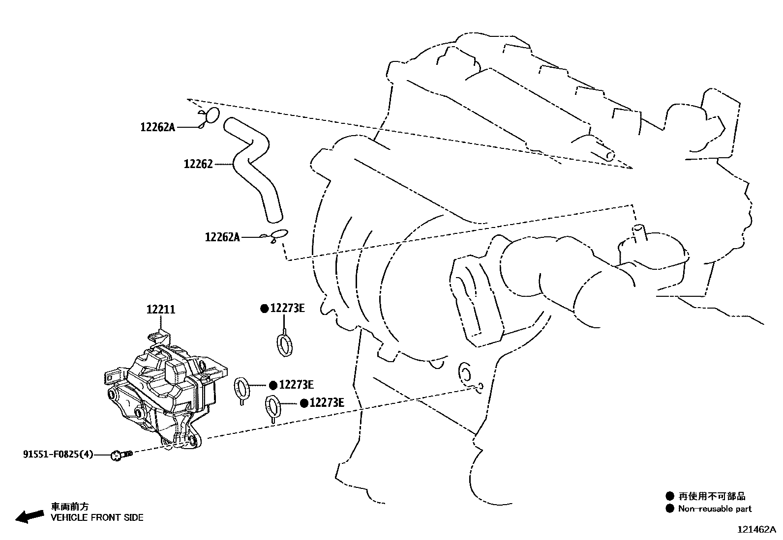 Toyota CAMRY Ventilation Hose EPC diagram — 121462A