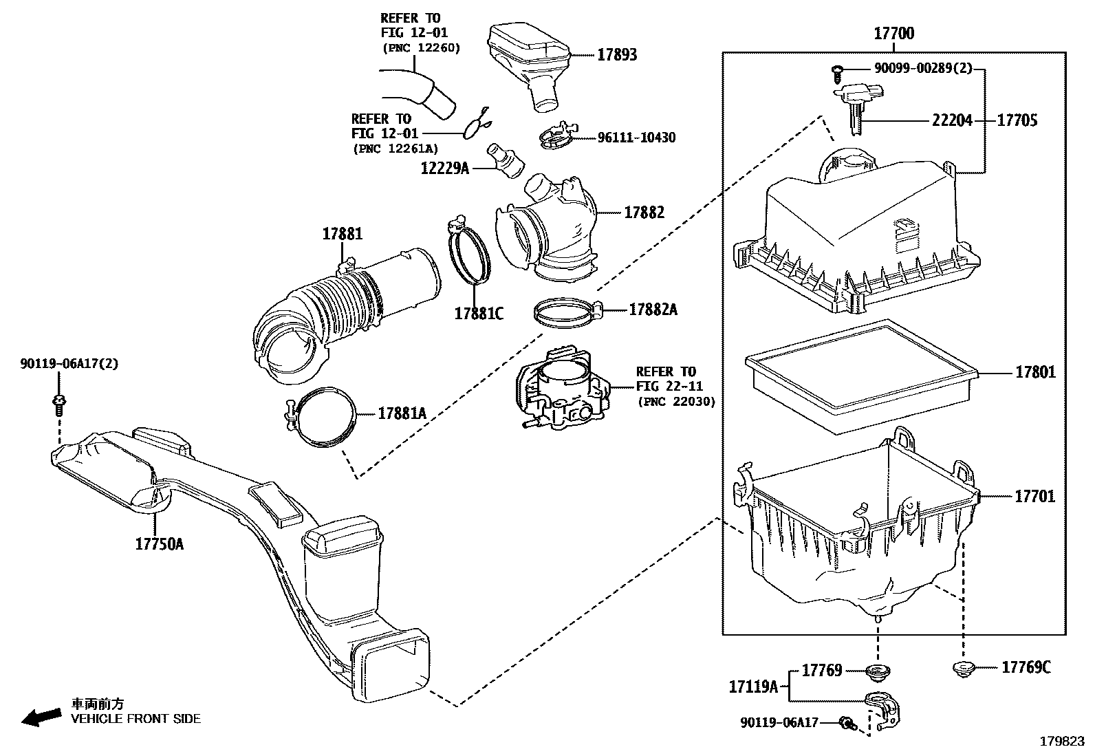 Toyota CAMRY Air Cleaner EPC diagram — 179823