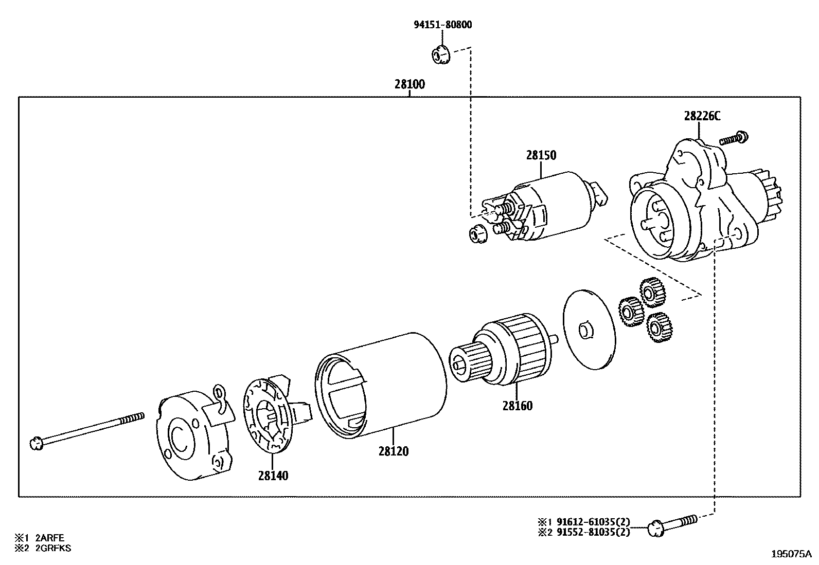 Toyota CAMRY 起动机 EPC diagram — 195075A