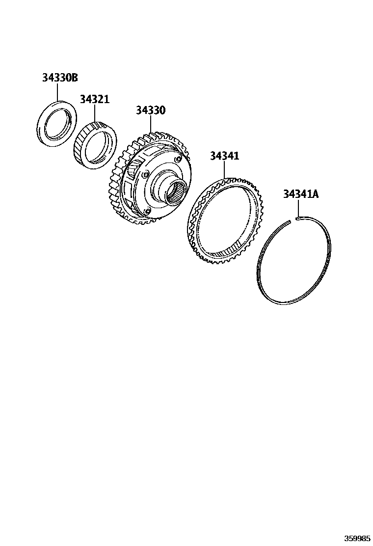 Toyota CAMRY 超速档齿轮(ATM) EPC diagram — 359985A