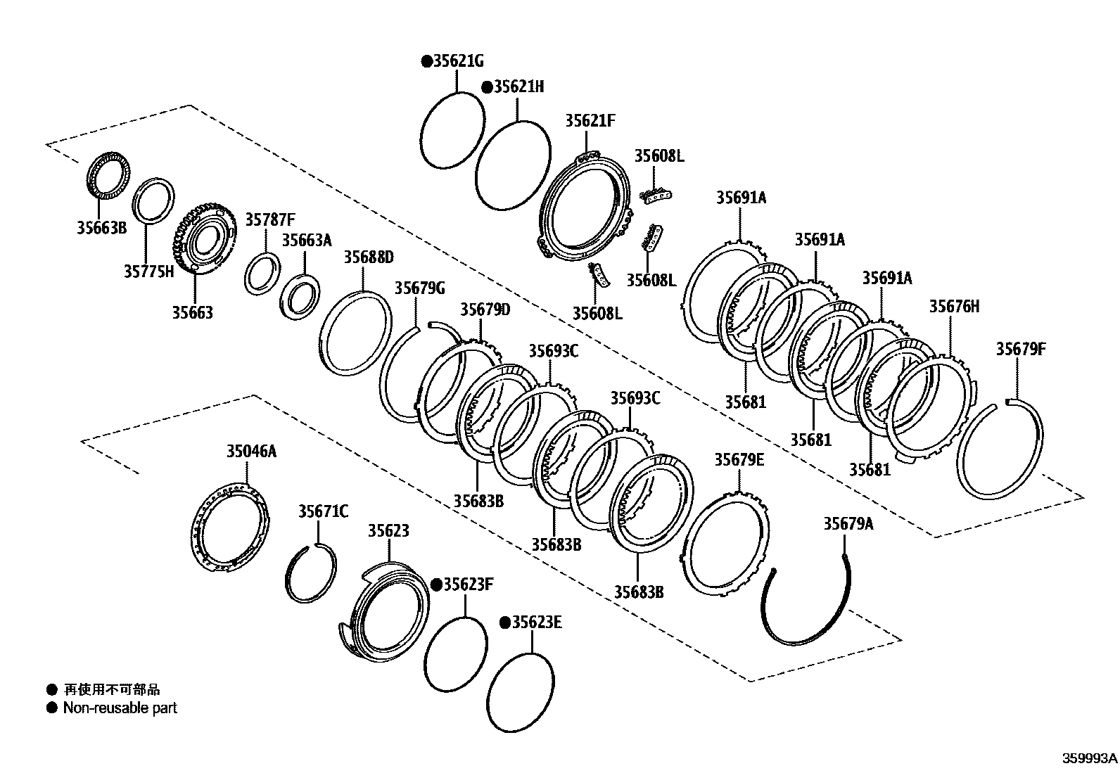 Toyota CAMRY 3号制动器、一档和倒档制动器(ATM) EPC diagram — 359993A