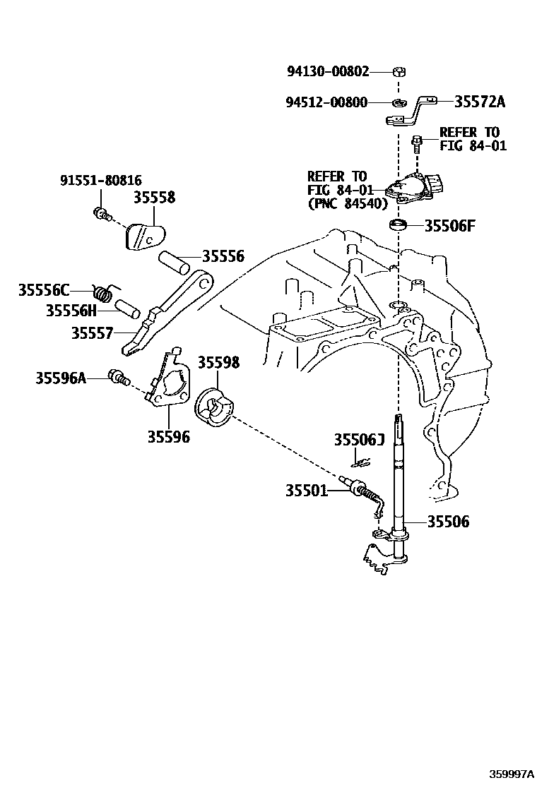 Toyota CAMRY 节气阀连杆和阀杆(ATM) EPC diagram — 359997A