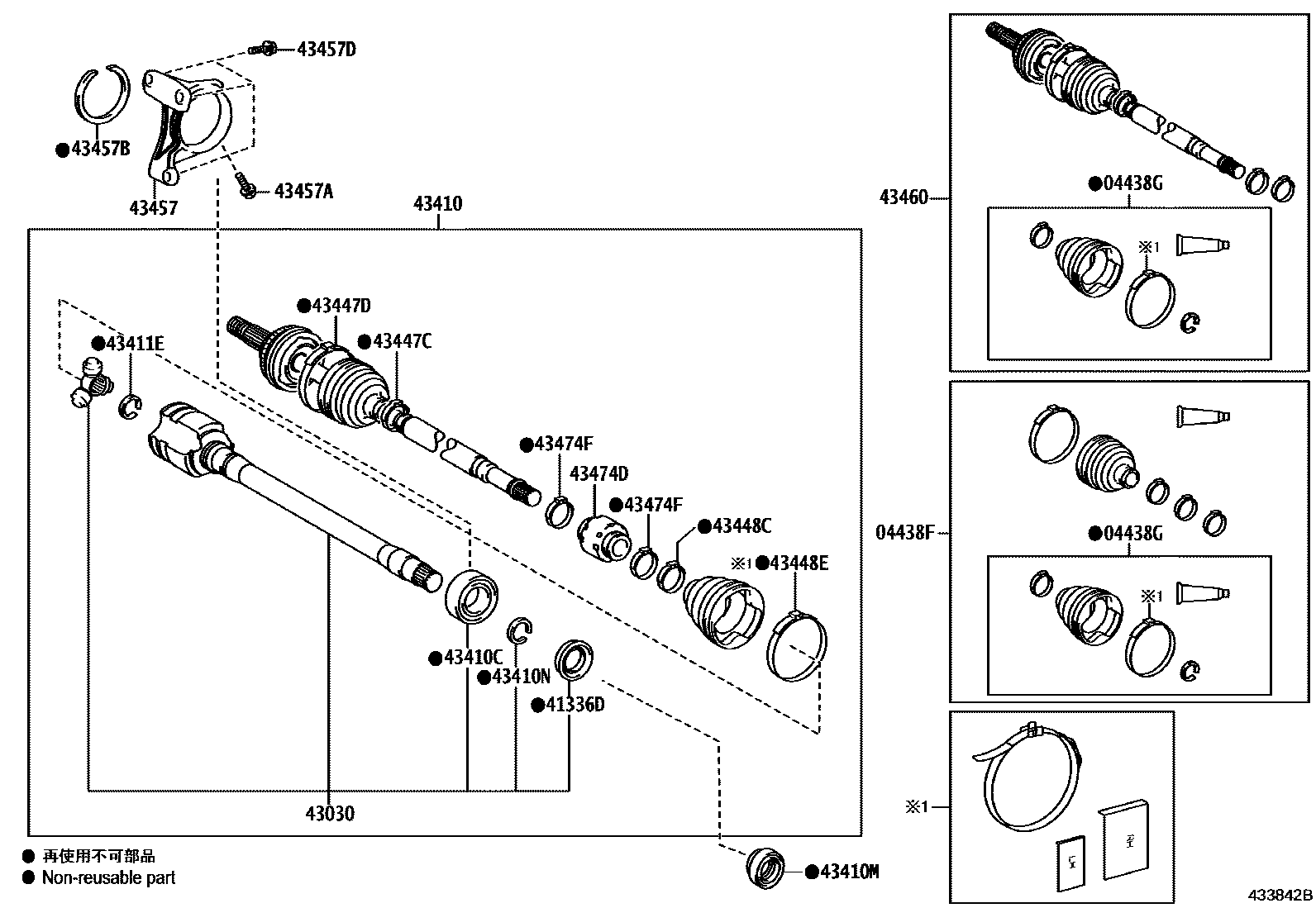 Toyota CAMRY Front Drive Shaft EPC diagram — 433842B