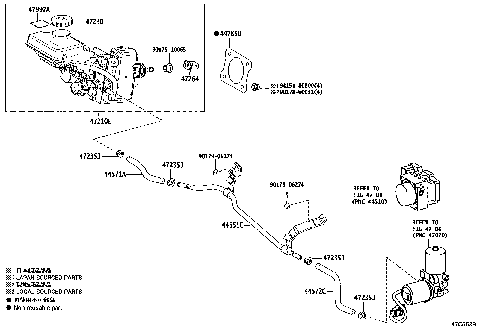 Toyota CAMRY 制动总泵 EPC diagram — 47C553B