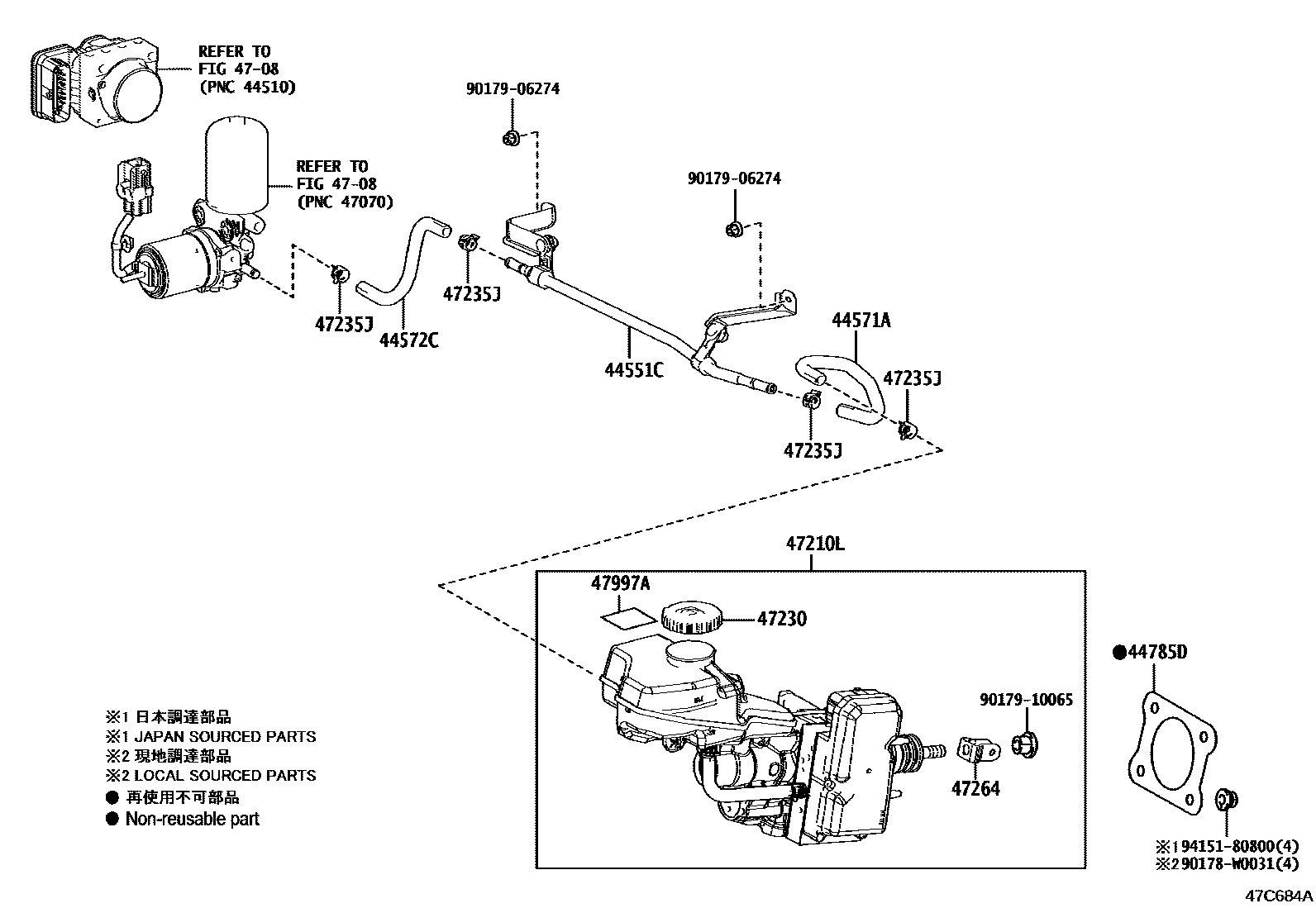 Toyota CAMRY 制动总泵 EPC diagram — 47C684A