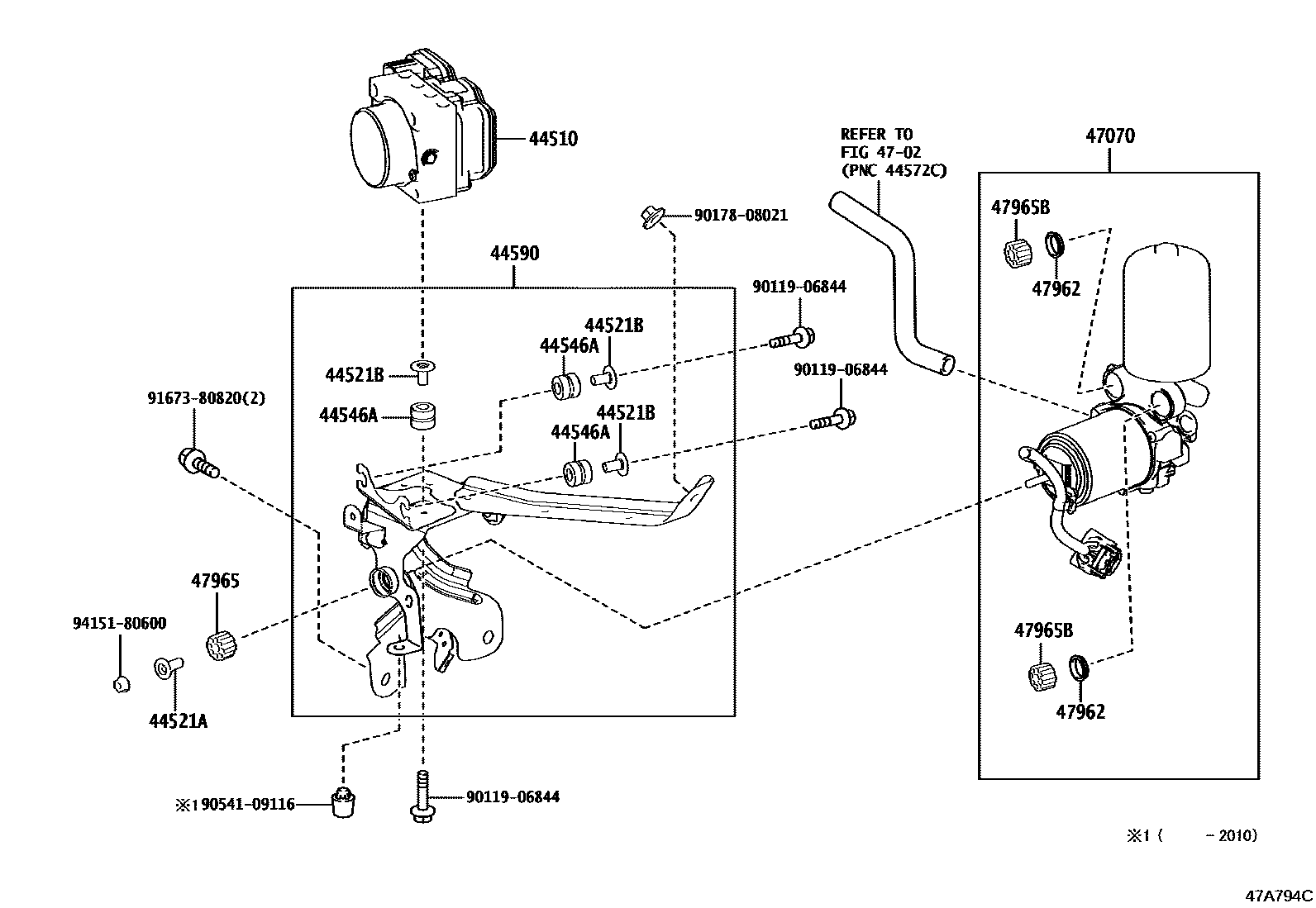 Toyota CAMRY 制动配管和卡箍 EPC diagram — 47A794C