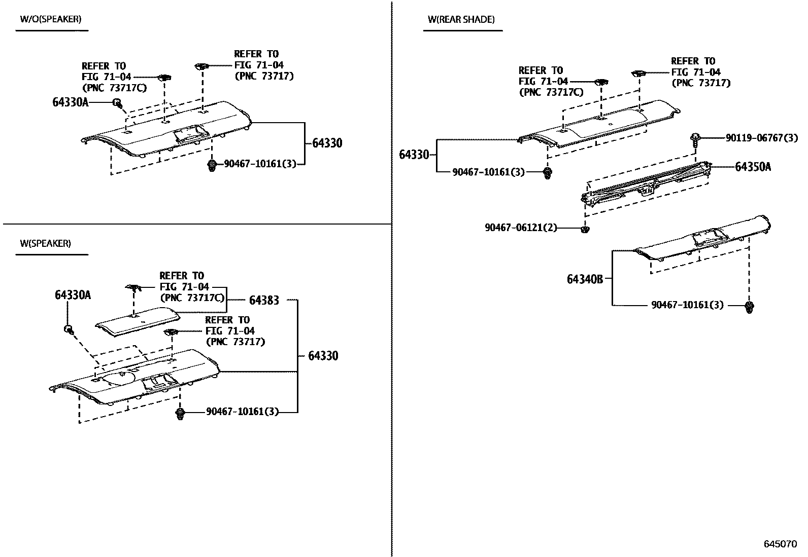 Toyota CAMRY 杂物箱板和行李箱垫 EPC diagram — 645070