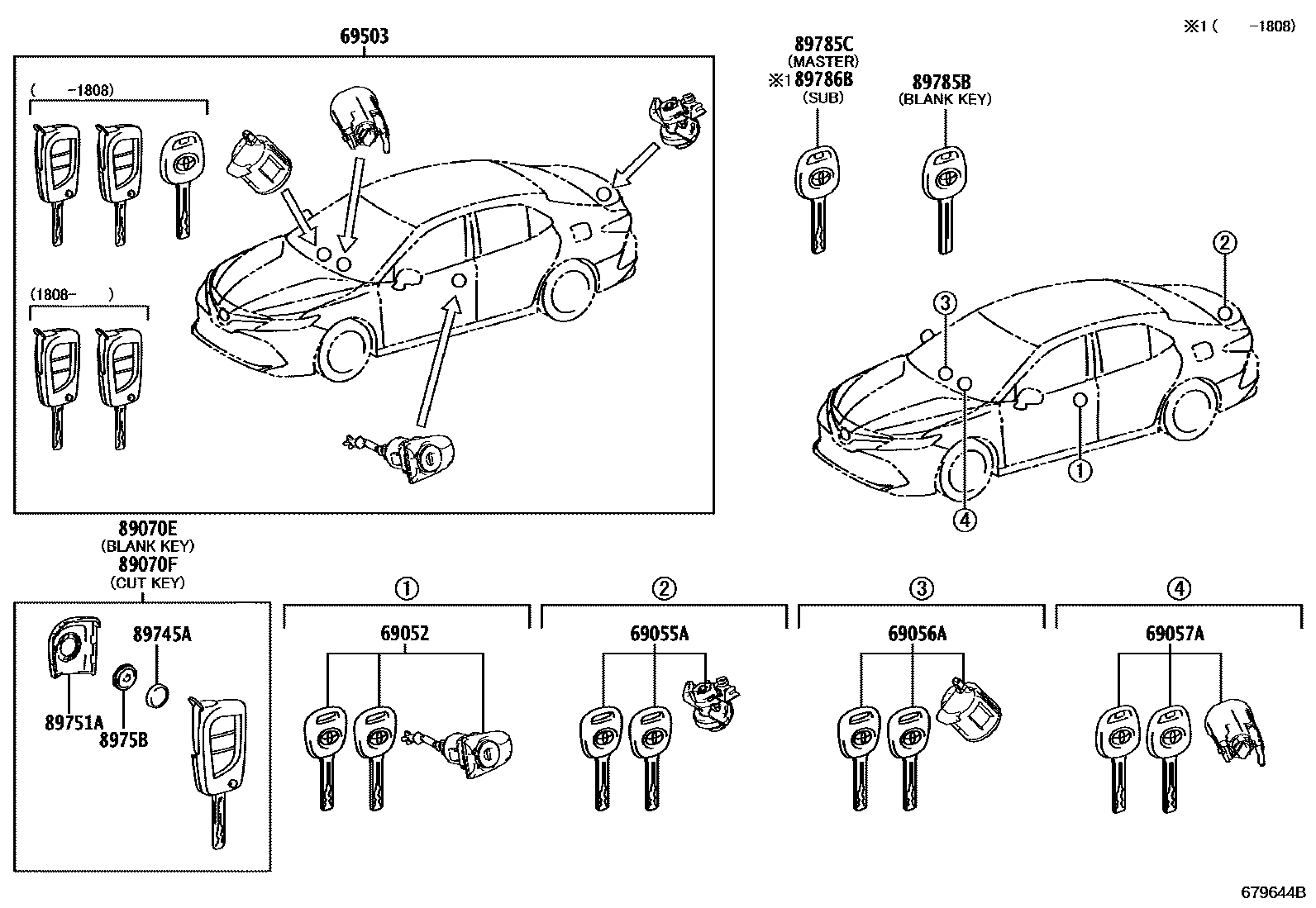 Toyota CAMRY 锁芯组件 EPC diagram — 679644B