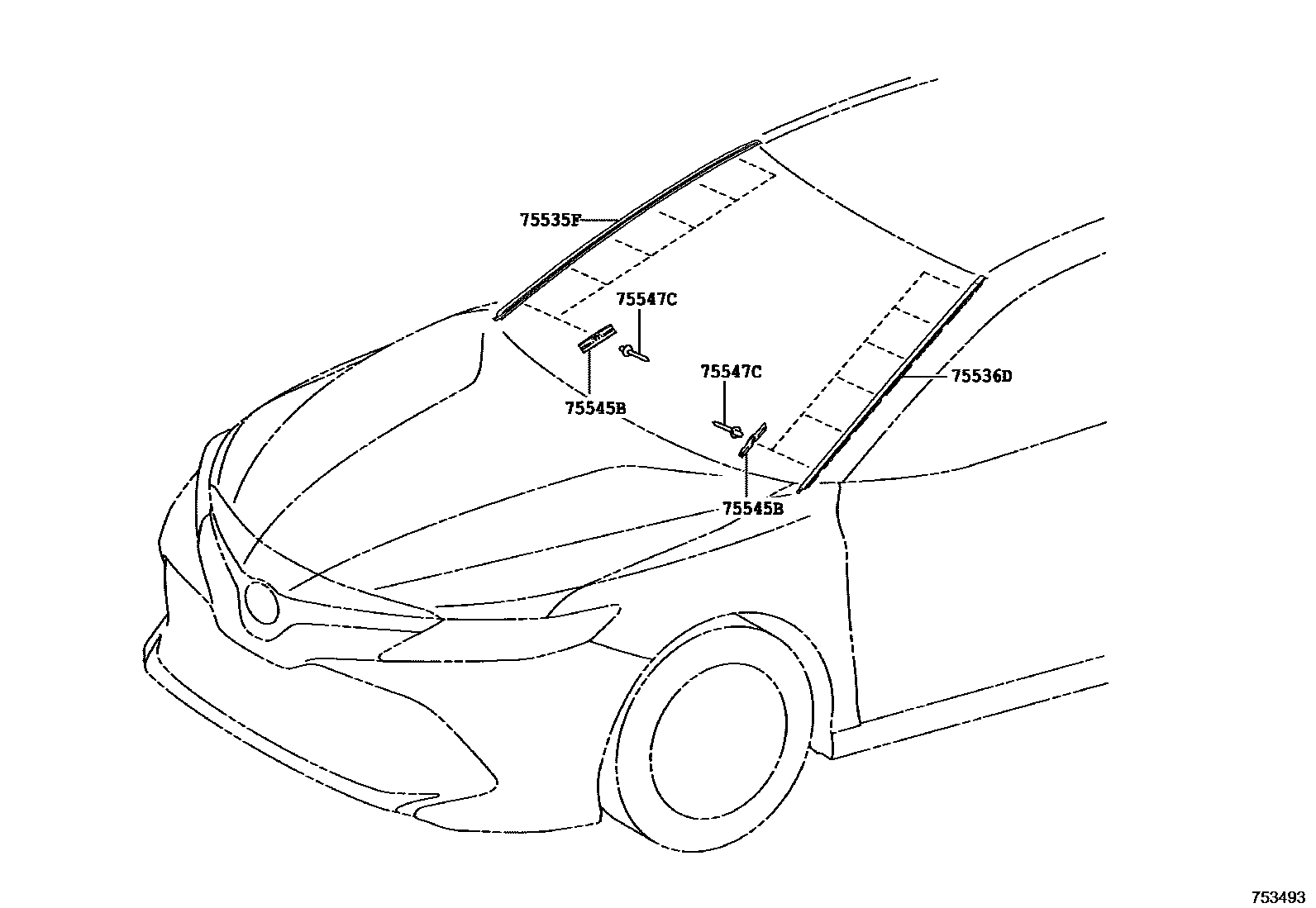 Toyota CAMRY 前防护条 EPC diagram — 753493